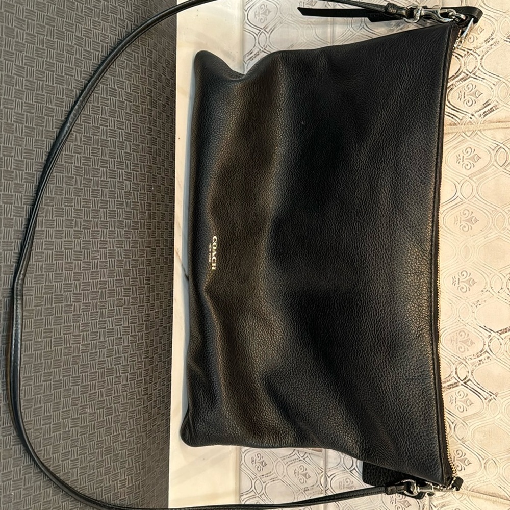 Coach 9 x 12 purse/laptop black soft pebbled leather